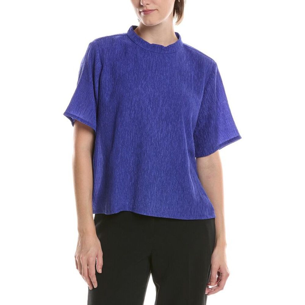 Eileen Fisher Womens Mock Neck Top, Blue